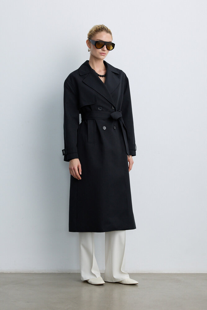 BE BLUE - SİYAH UZUN CAPSULE TRENÇKOT