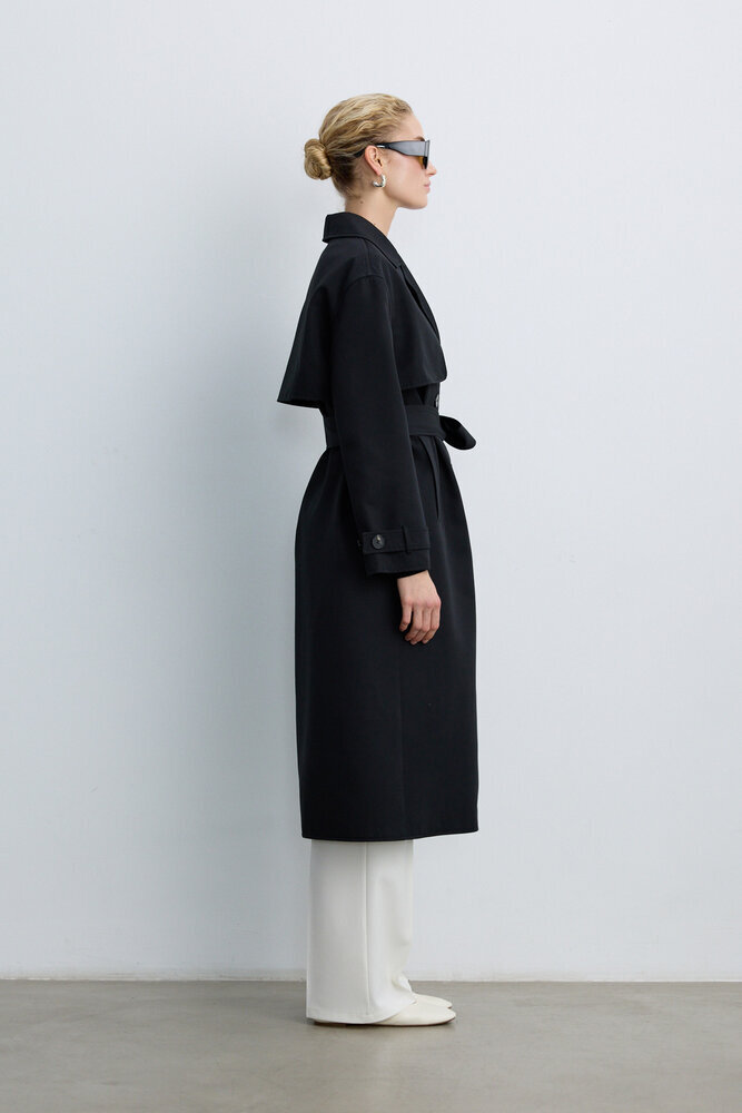 BE BLUE - SİYAH UZUN CAPSULE TRENÇKOT