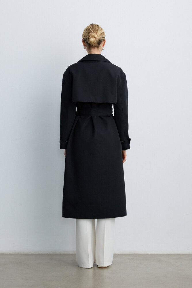 BE BLUE - SİYAH UZUN CAPSULE TRENÇKOT