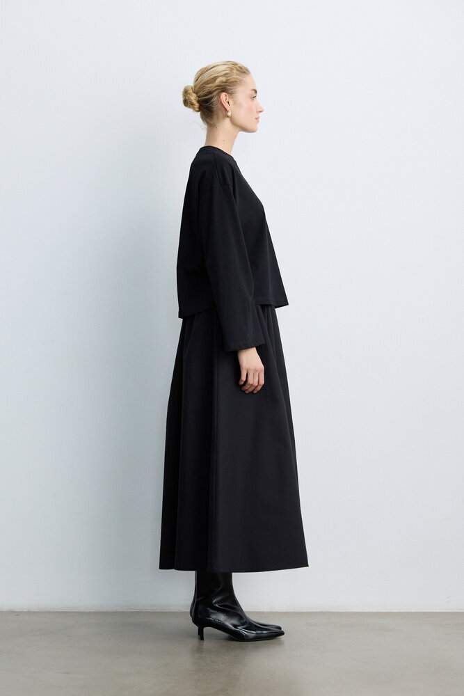 BE BLUE - SİYAH UZUN KOLLU NAKIŞLI T-SHIRT