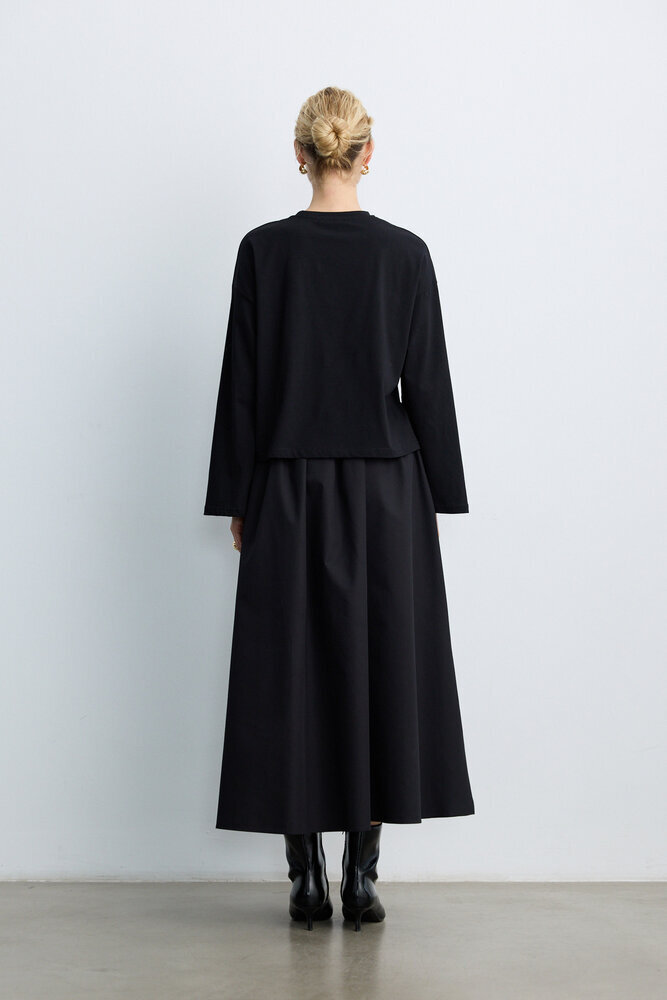 BE BLUE - SİYAH UZUN KOLLU NAKIŞLI T-SHIRT