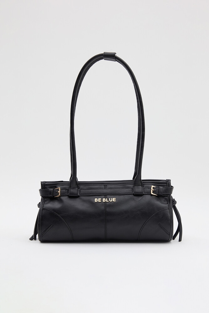 BE BLUE - SİYAH VINTAGE KEMERLİ ÇANTA