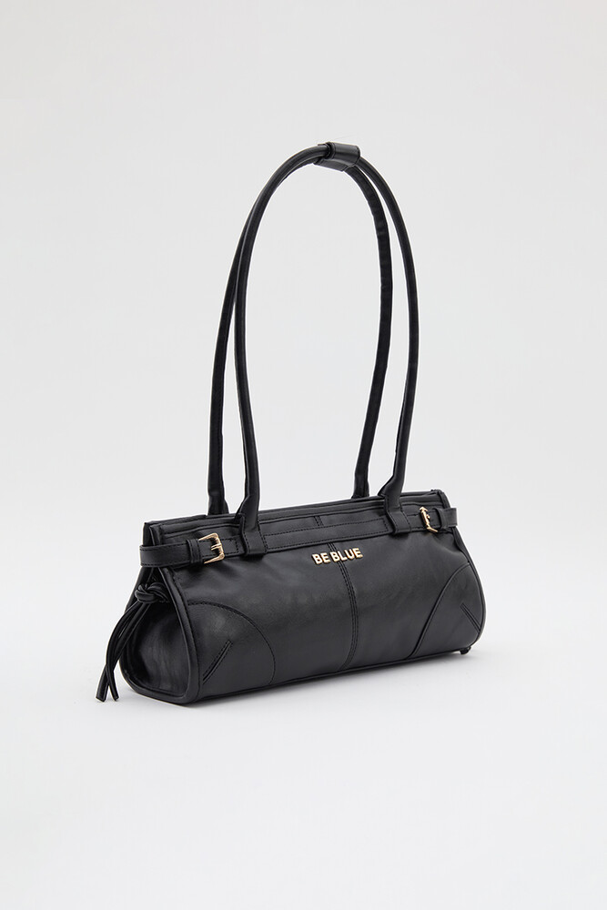 BE BLUE - SİYAH VINTAGE KEMERLİ ÇANTA