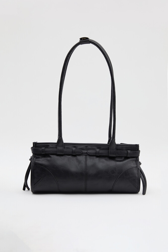 BE BLUE - SİYAH VINTAGE KEMERLİ ÇANTA