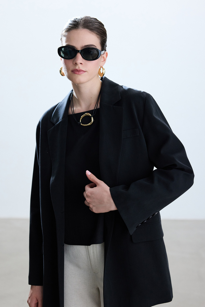 BE BLUE - SİYAH YIRTMAÇLI BLAZER