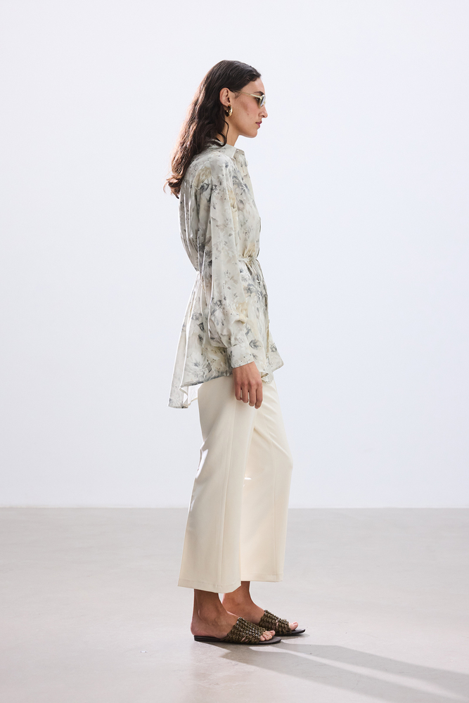 BE BLUE - SOFT HAKİ FLORAL DESENLİ VINTAGE GÖMLEK