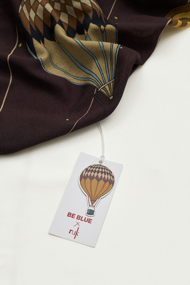 BE BLUE - SORA KIZIL KAHVE DESENLİ ŞAL