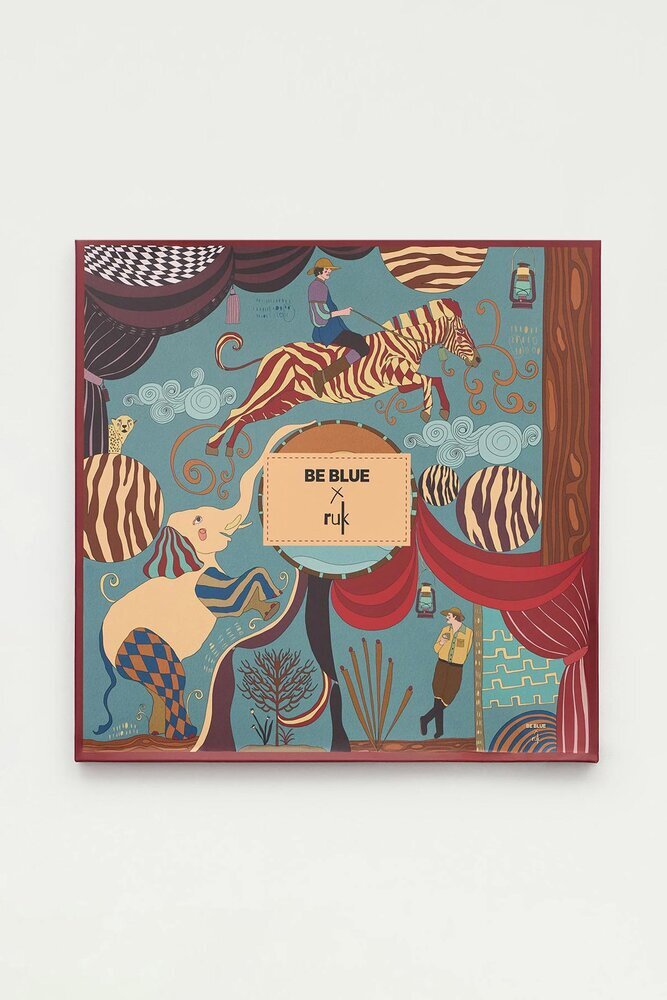 BE BLUE - STRIA PETROL DESENLİ EŞARP