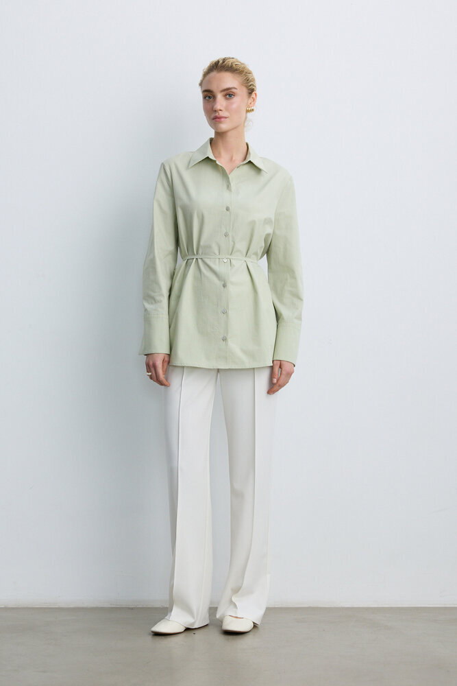 BE BLUE - SU YEŞİLİ BAĞLAMA DETAYLI GÖMLEK