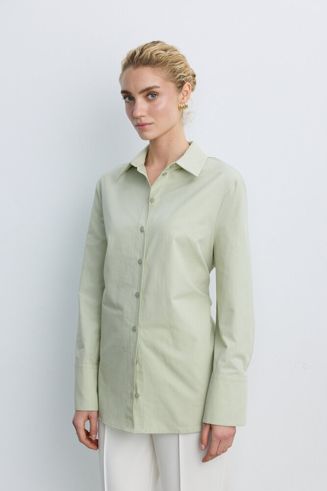 BE BLUE - SU YEŞİLİ BAĞLAMA DETAYLI GÖMLEK