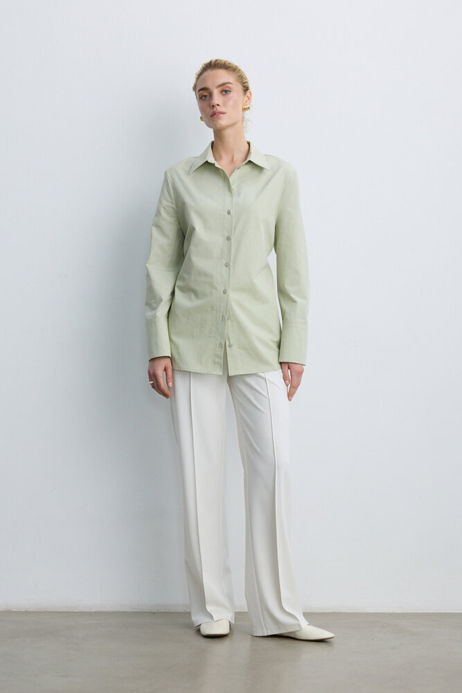 BE BLUE - SU YEŞİLİ BAĞLAMA DETAYLI GÖMLEK