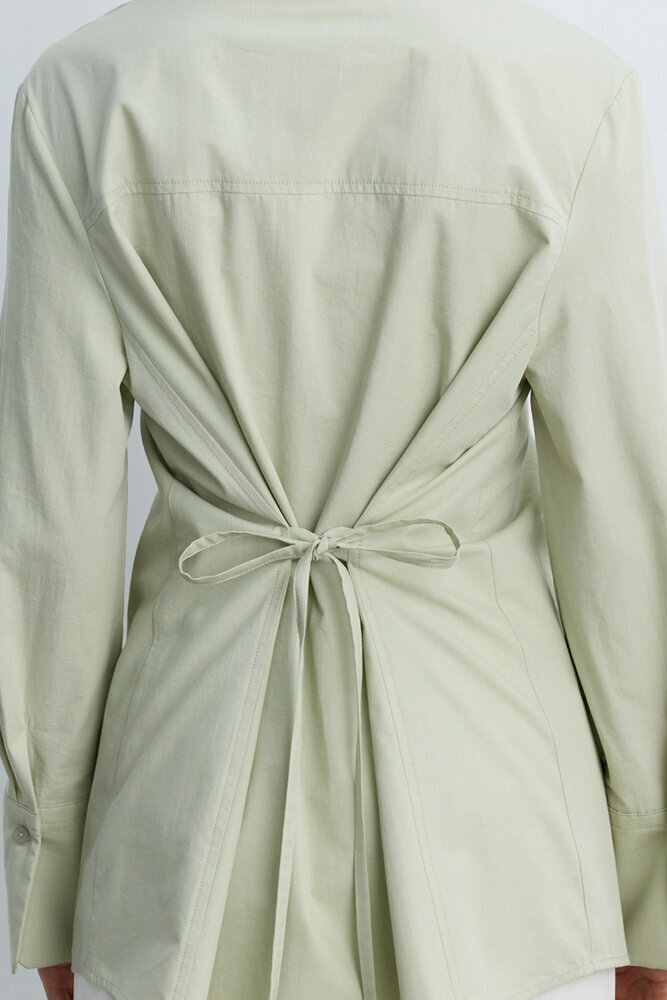 BE BLUE - SU YEŞİLİ BAĞLAMA DETAYLI GÖMLEK