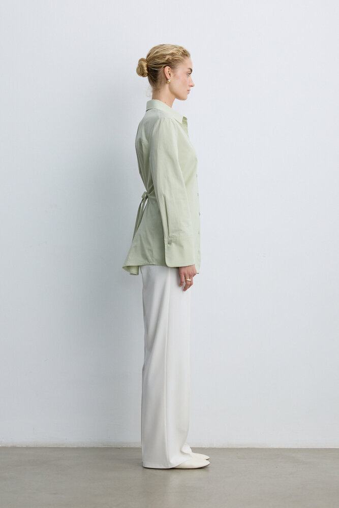 BE BLUE - SU YEŞİLİ BAĞLAMA DETAYLI GÖMLEK