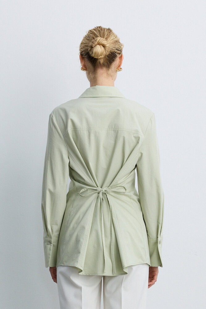 BE BLUE - SU YEŞİLİ BAĞLAMA DETAYLI GÖMLEK