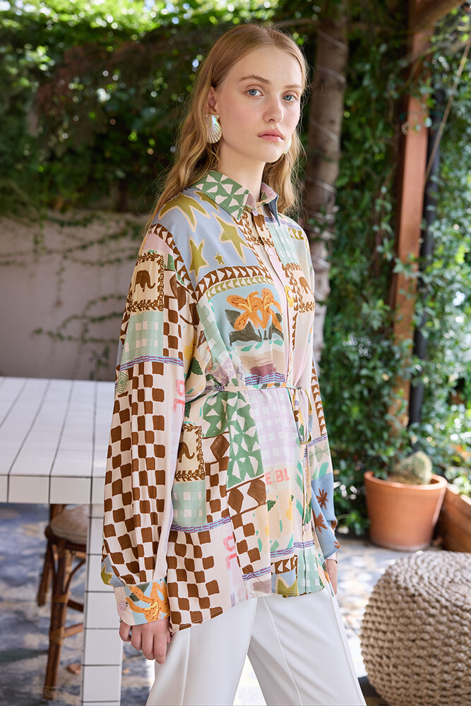 BE BLUE - SUMMER VINTAGE DESENLİ GÖMLEK