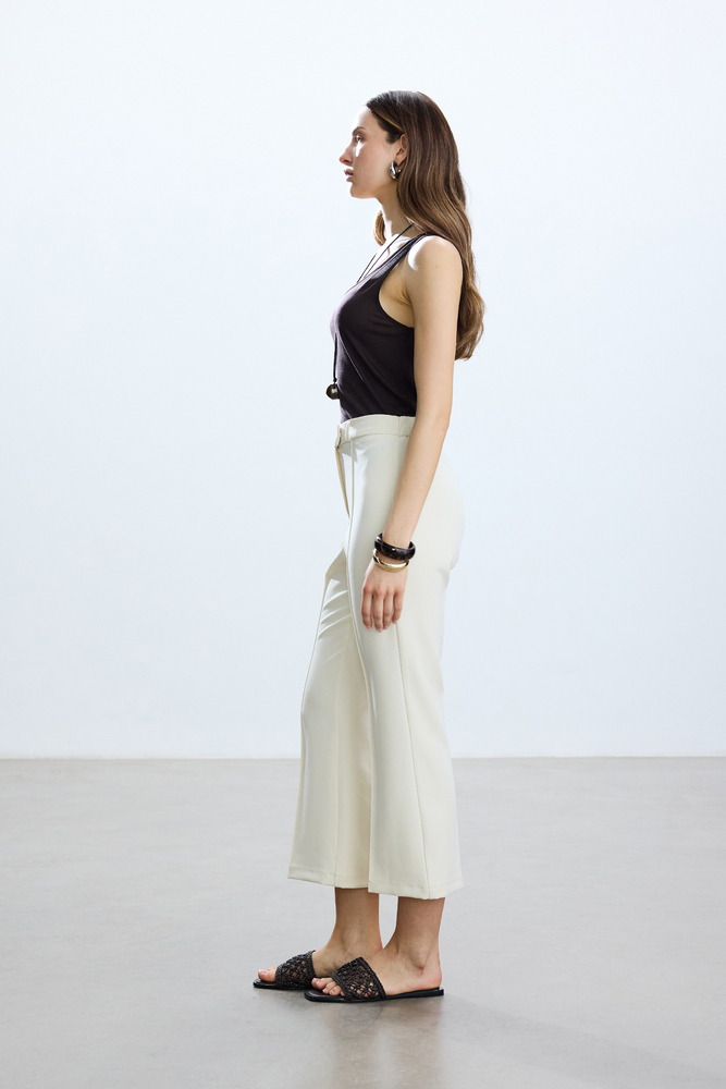 BE BLUE - SÜT RENGİ FLARE PANTOLON