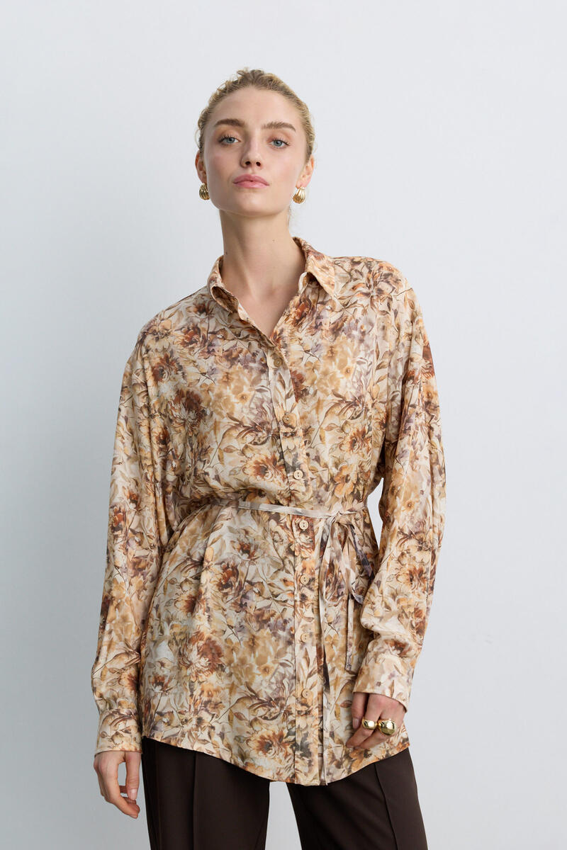 TARÇIN FLORAL DESENLİ VINTAGE GÖMLEK