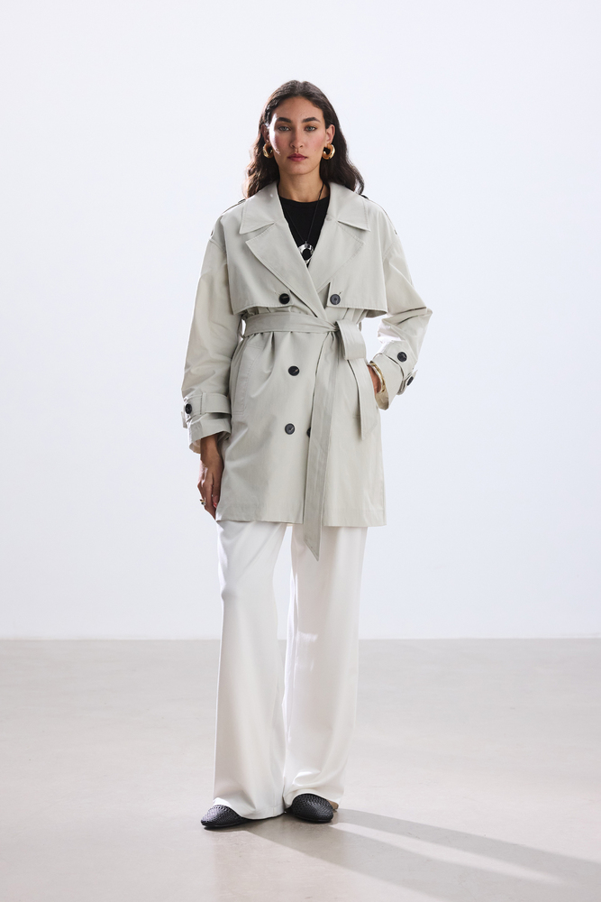 BE BLUE - TAŞ ORTA BOY KUŞAKLI KLASİK TRENÇKOT (1)