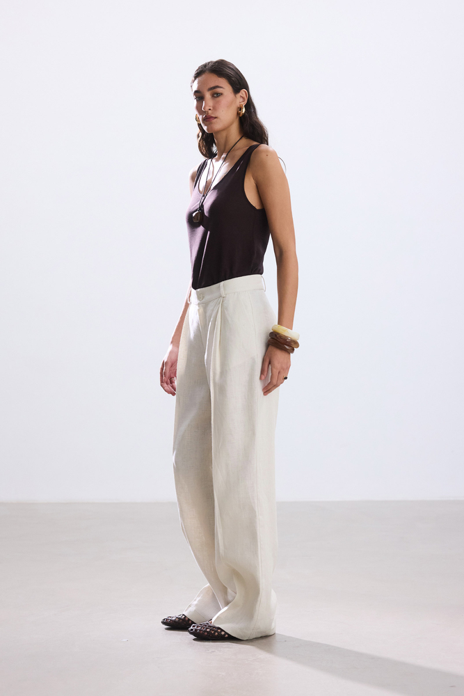 BE BLUE - TAŞ PİLELİ KETEN PANTOLON