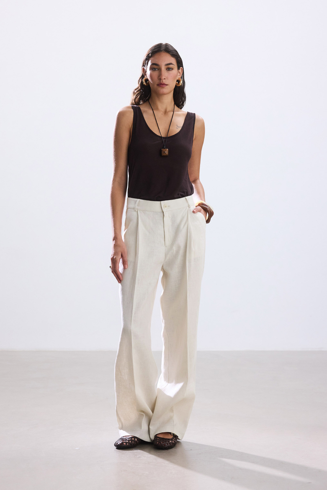 BE BLUE - TAŞ PİLELİ KETEN PANTOLON