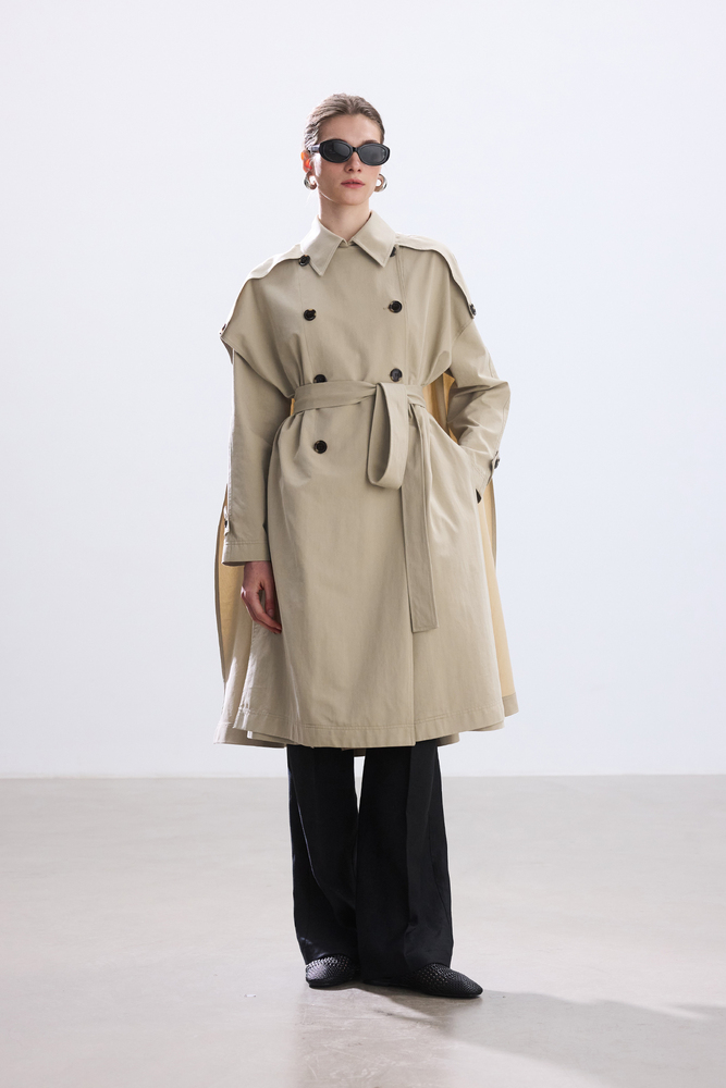 BE BLUE - TAŞ UZUN PELERİNLİ TRENÇKOT