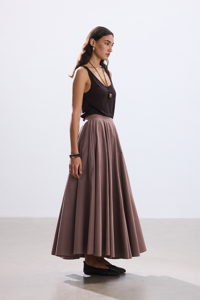 BE BLUE - TOZLU GÜL PARÇA DETAYLI POPLİN ETEK