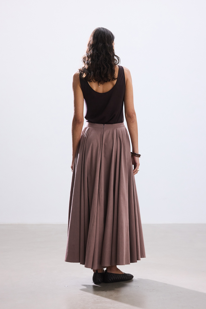 BE BLUE - TOZLU GÜL PARÇA DETAYLI POPLİN ETEK