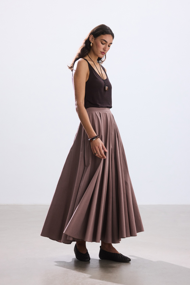 BE BLUE - TOZLU GÜL PARÇA DETAYLI POPLİN ETEK