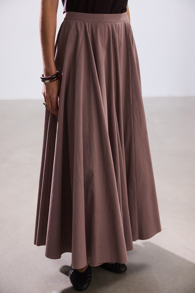 BE BLUE - TOZLU GÜL PARÇA DETAYLI POPLİN ETEK