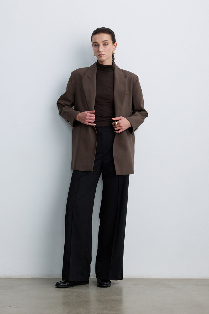 BE BLUE - TOZLU KAHVE KUŞAKLI BLAZER