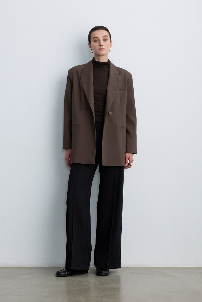 BE BLUE - TOZLU KAHVE KUŞAKLI BLAZER