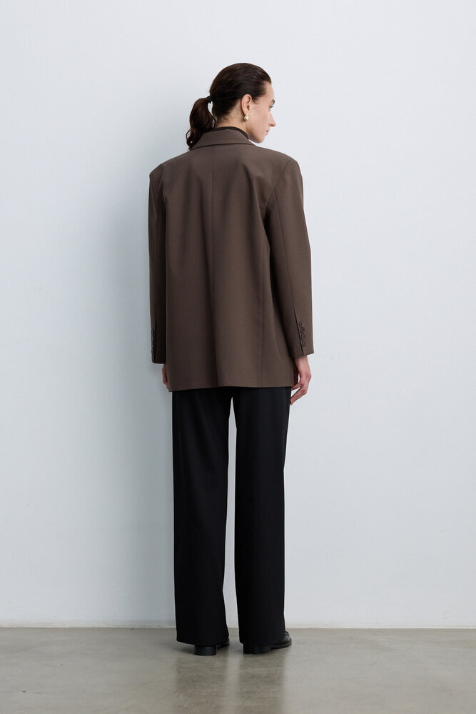 BE BLUE - TOZLU KAHVE KUŞAKLI BLAZER