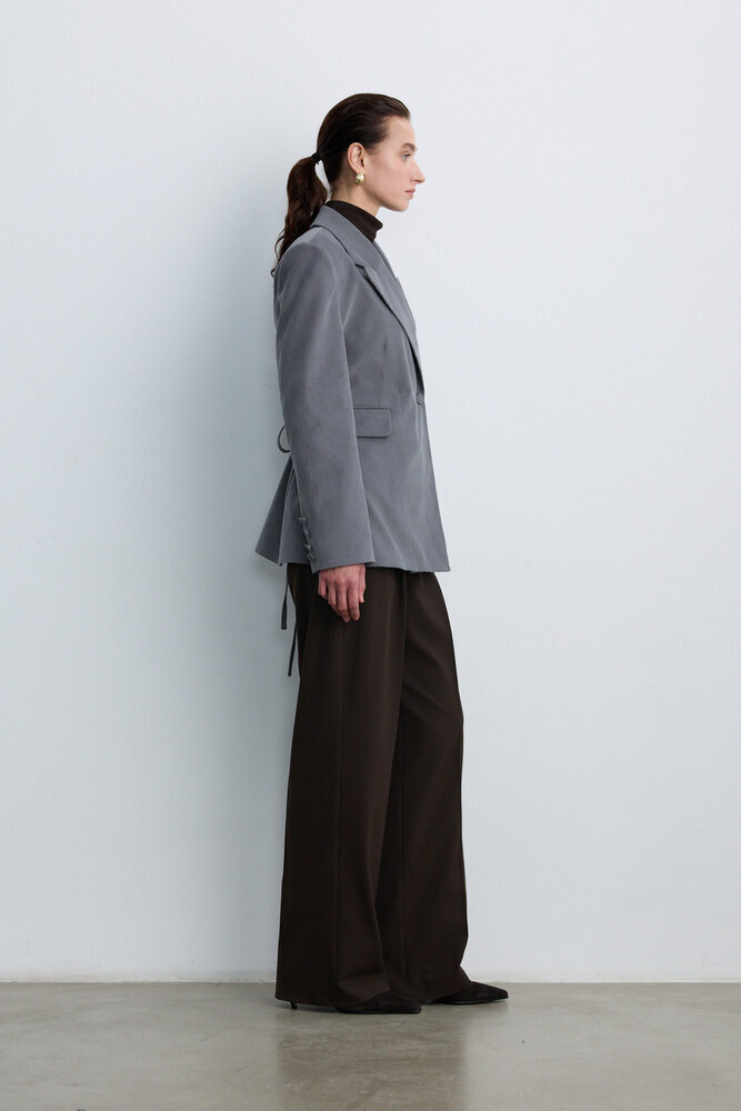 BE BLUE - TOZLU MAVİ KADİFE BLAZER