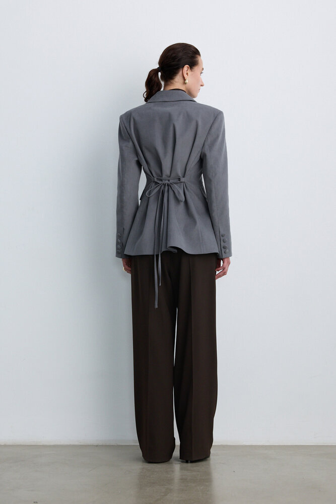 BE BLUE - TOZLU MAVİ KADİFE BLAZER