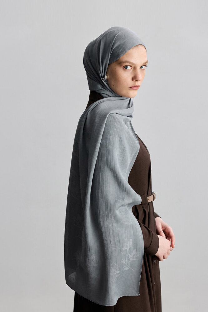 BE BLUE - TOZLU MAVİ MAGNOLIA MAT JAKARLI ŞAL