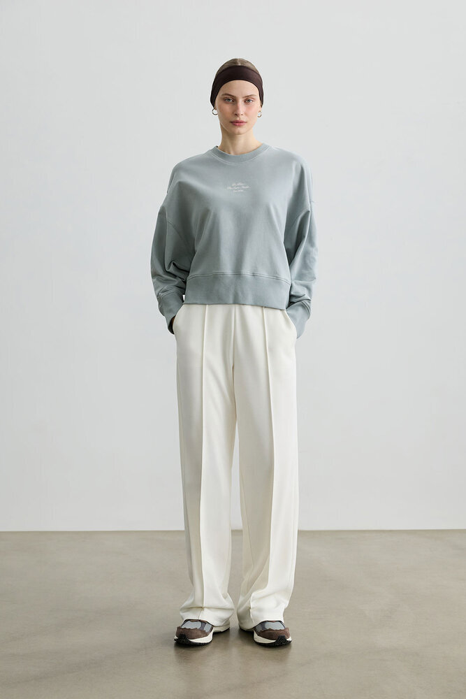 TOZLU MAVİ OVERSIZE BOXY SWEATSHIRT - Thumbnail