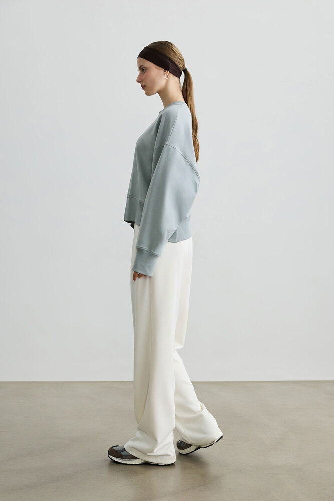 TOZLU MAVİ OVERSIZE BOXY SWEATSHIRT - Thumbnail