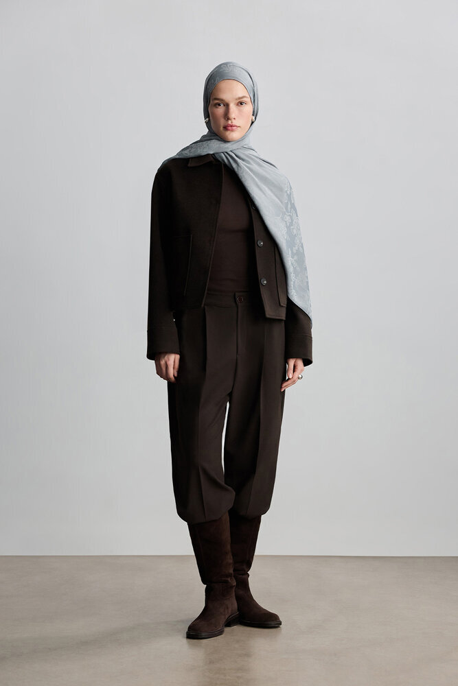 BE BLUE - TOZLU MAVİ ROSE MAT JAKARLI ŞAL