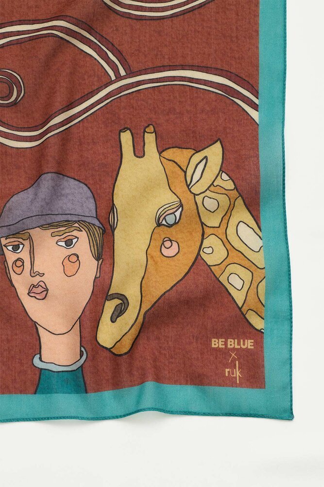 BE BLUE - VIA KİREMİT DESENLİ ŞAL
