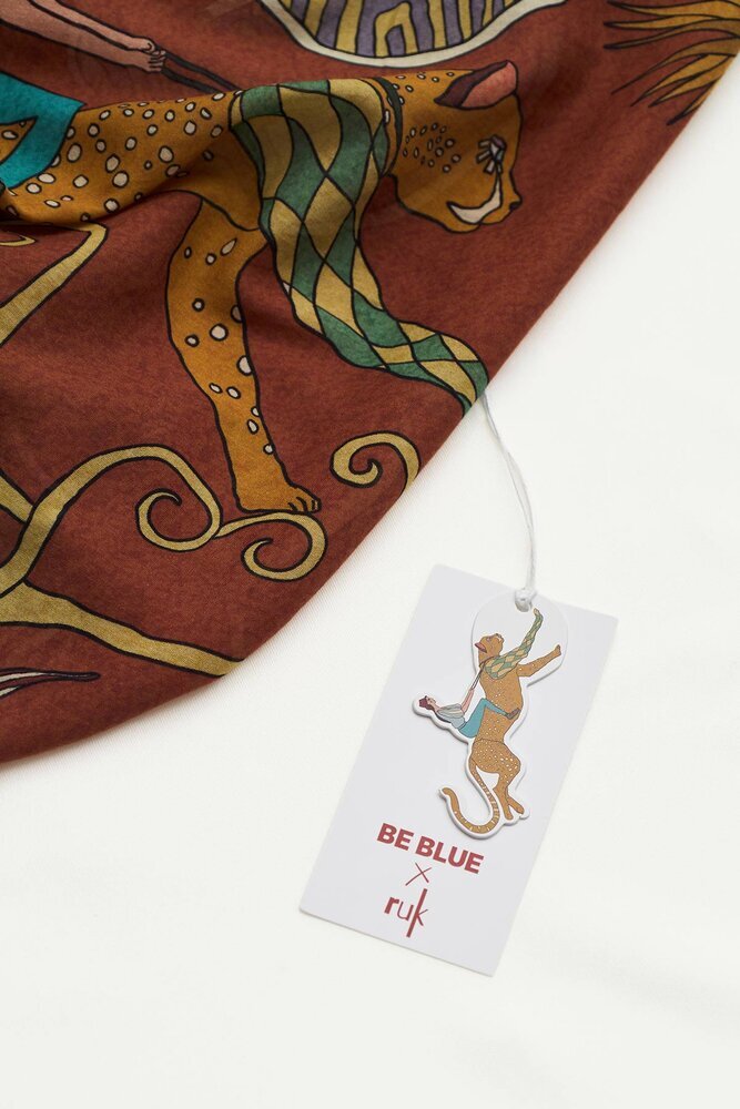 BE BLUE - VIA KİREMİT DESENLİ ŞAL