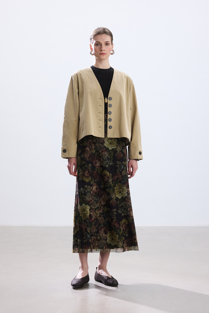 BE BLUE - VINTAGE ROSE DESENLİ TÜL ETEK