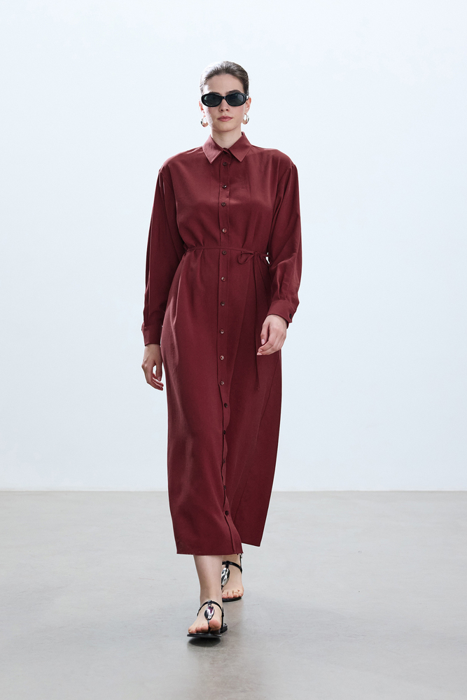 BE BLUE - VİŞNE VINTAGE GÖMLEK ELBİSE