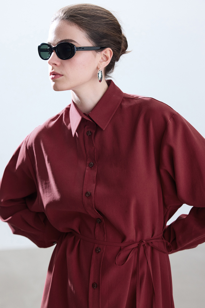 BE BLUE - VİŞNE VINTAGE GÖMLEK ELBİSE