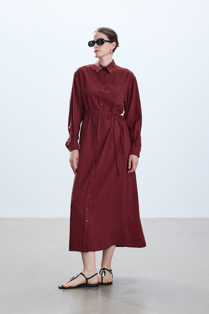 BE BLUE - VİŞNE VINTAGE GÖMLEK ELBİSE