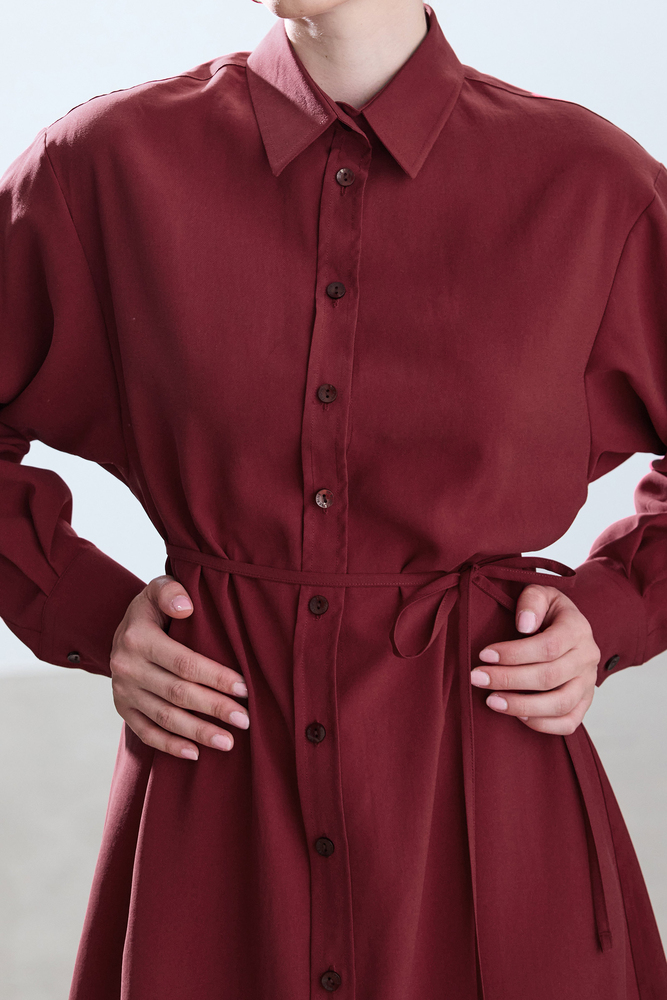 BE BLUE - VİŞNE VINTAGE GÖMLEK ELBİSE