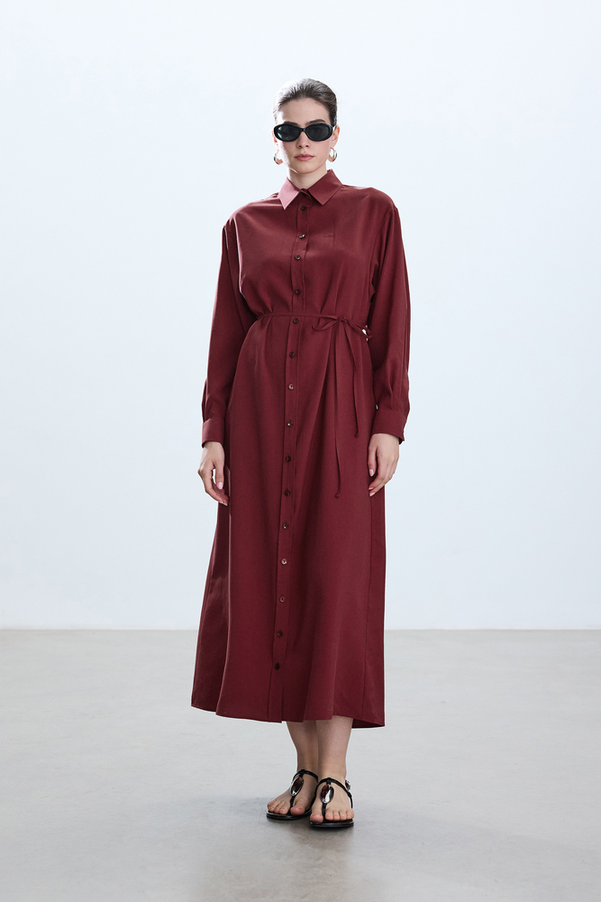 BE BLUE - VİŞNE VINTAGE GÖMLEK ELBİSE