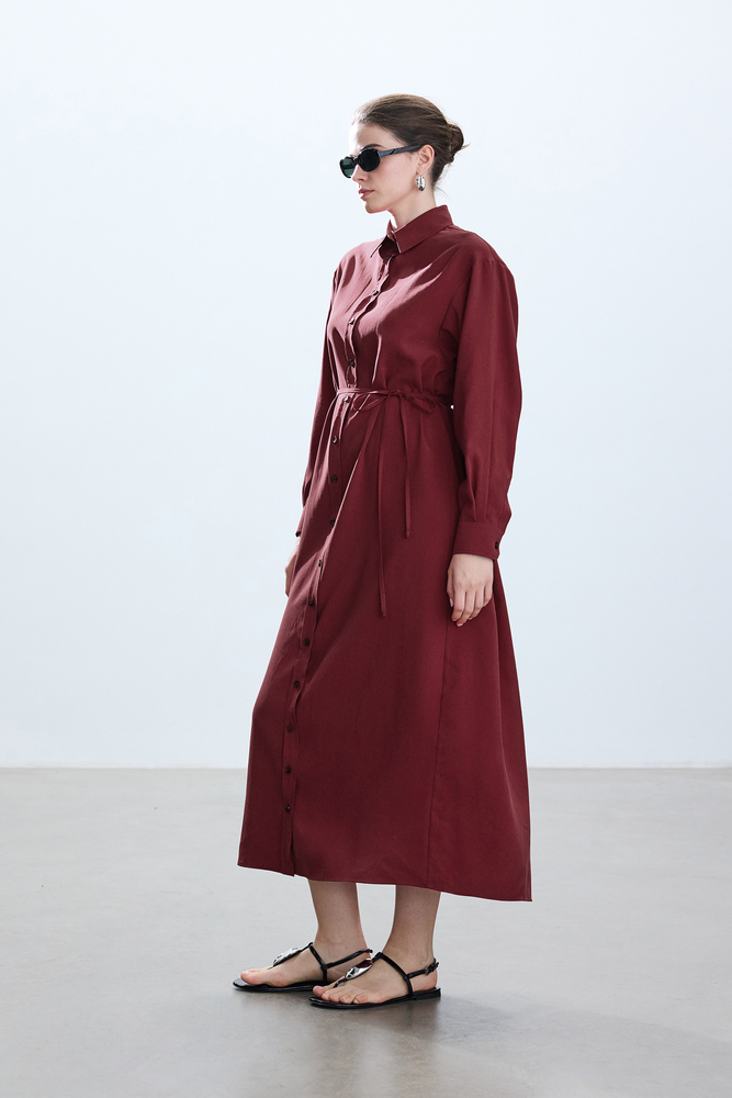 BE BLUE - VİŞNE VINTAGE GÖMLEK ELBİSE