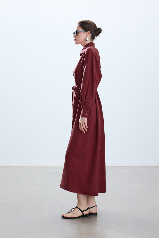 BE BLUE - VİŞNE VINTAGE GÖMLEK ELBİSE