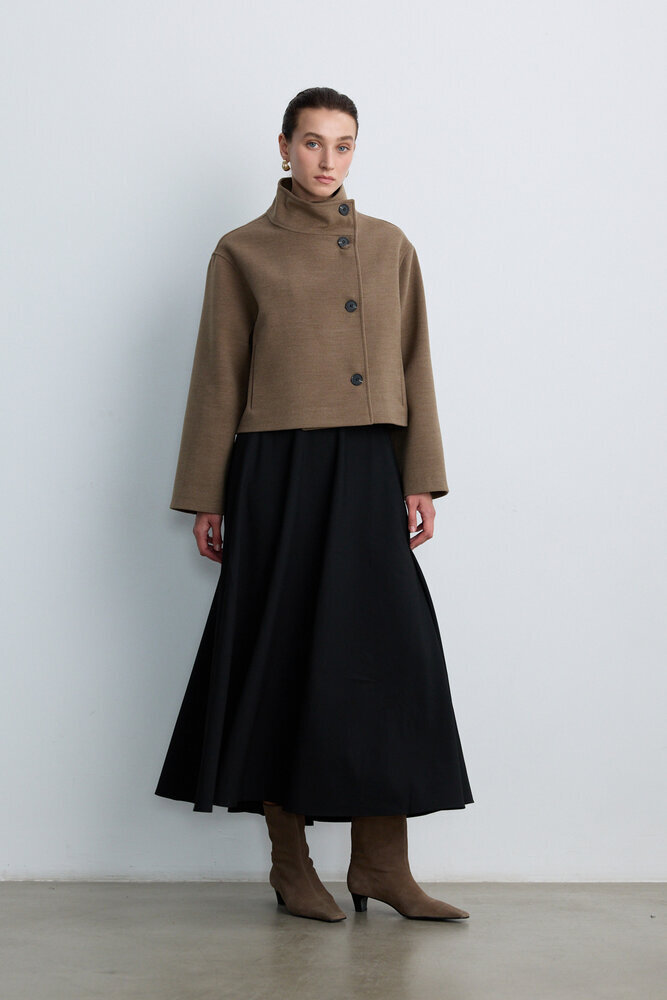 BE BLUE - SICAK KAHVE DİK YAKA KISA KABAN