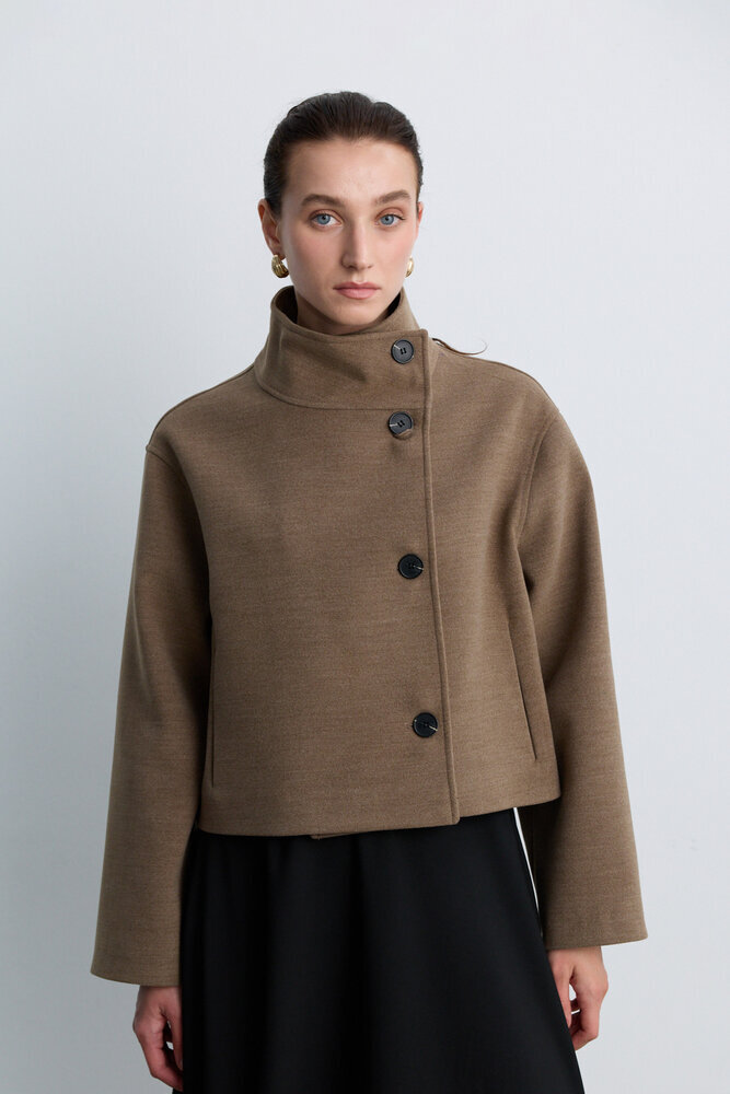 BE BLUE - SICAK KAHVE DİK YAKA KISA KABAN